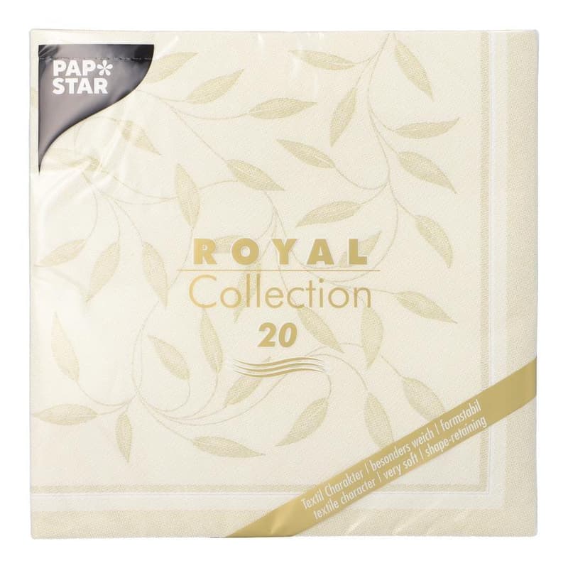 PAPSTAR 20 Napkins "ROYAL Collection" 1/4 fold 40 cm x 40 cm champagne "New Mediterran"