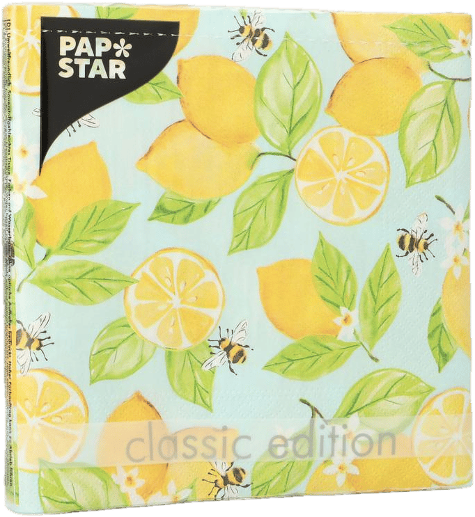 PAPSTAR 20 Napkins, 3-ply 1/4 fold 33 cm x 33 cm "Lemon Grove"