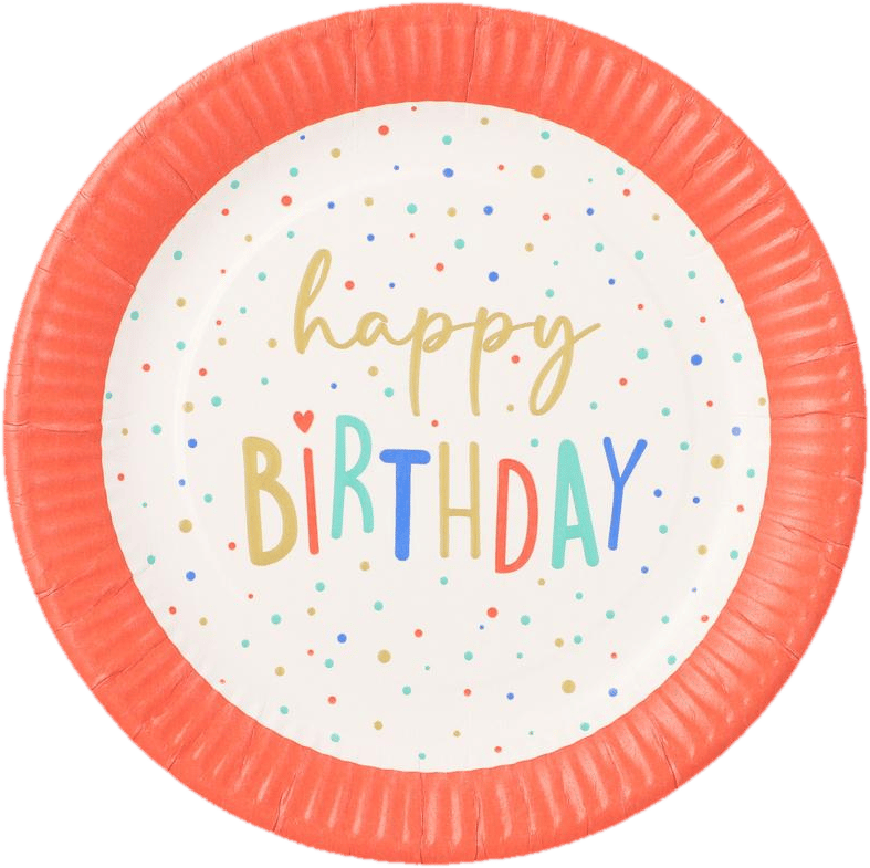 PAPSTAR 10 Plates, Paper round Ø 23 cm "Happy Birthday"