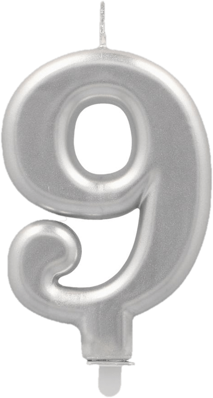 PAPSTAR Birthday candles with holder 7 cm silver "9"