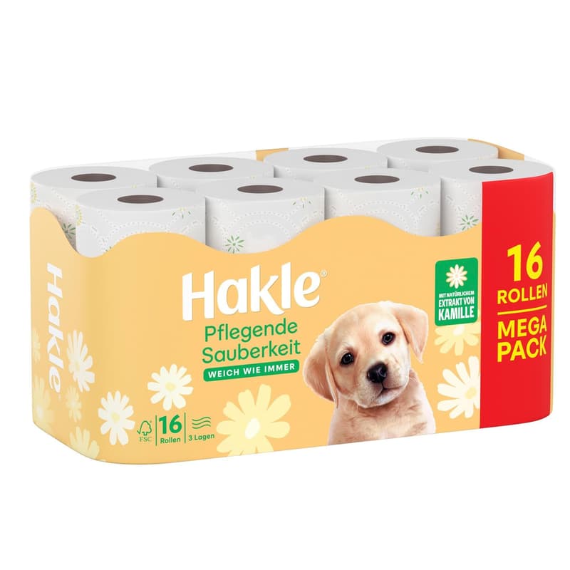 Hakle Pflegende Sauberkeit Toilettenpapier 16 Rollen, 3-lagig