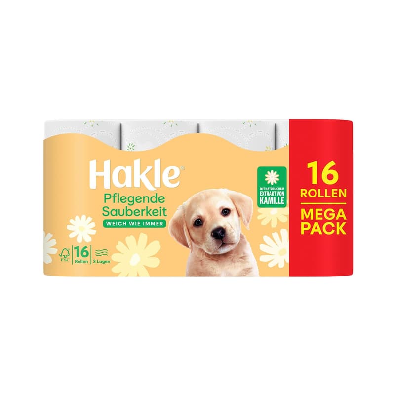 Hakle Pflegende Sauberkeit Toilettenpapier 16 Rollen, 3-lagig