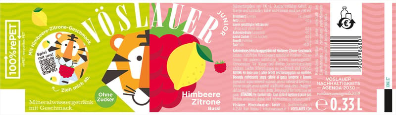 Vöslauer Junior Flavours Himbeere-Zitrone 6x0,33l (EinwegPFAND)