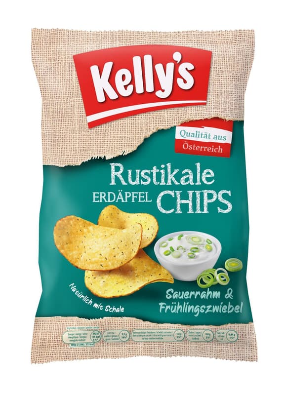 Kelly's Rustikale Erdäpfel Chips Sauerrahm & Frühlingszwiebel