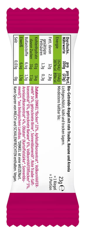 Freche Freunde BIO Frecher Riegel Banane, Rote Traube & Aronia