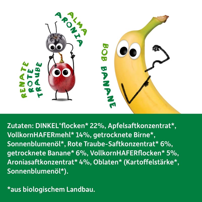 Freche Freunde BIO Frecher Riegel Banane, Rote Traube & Aronia