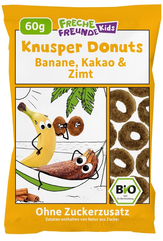 Freche Freunde Kids BIO Knusper Donuts Banane, Kakao & Zimt