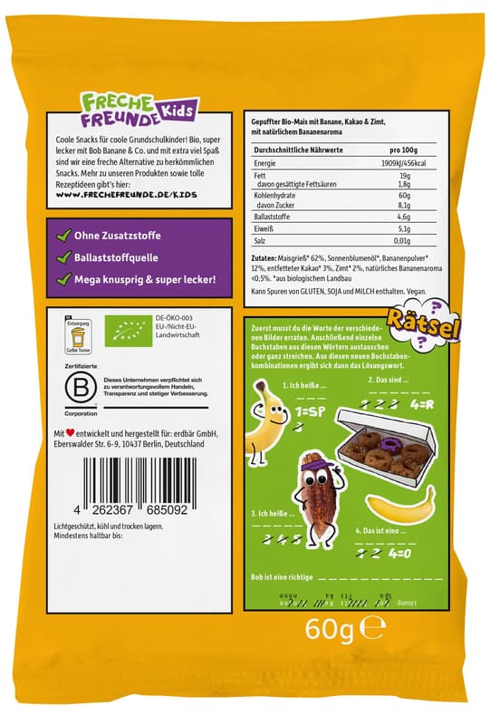 Freche Freunde Kids BIO Knusper Donuts Banane, Kakao & Zimt