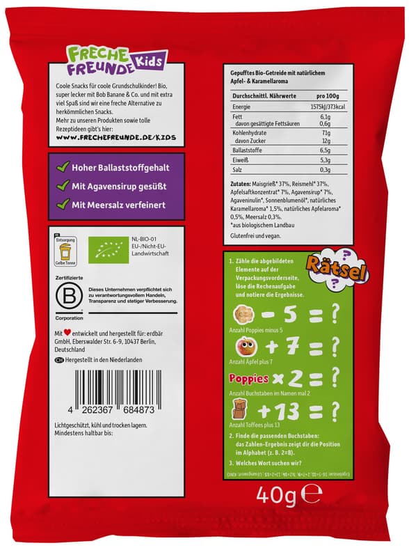 Freche Freunde Kids BIO Alfreds Poppies Apfel-Karamell Style