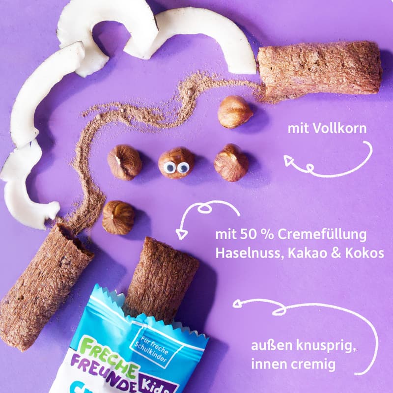 Freche Freunde Kids Organic Crunchy Sticks with Hazelnut, Cocoa & Coconut Cream Filling 23g