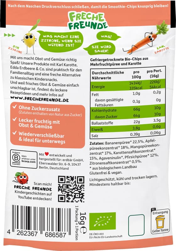 Freche Freunde BIO Smoothie-Chips Multifrucht mit Karotte