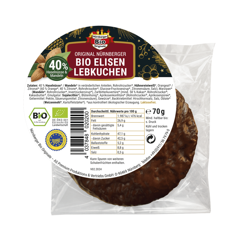 Original Nuremberg organic gingerbread chocolate coated 1 piece