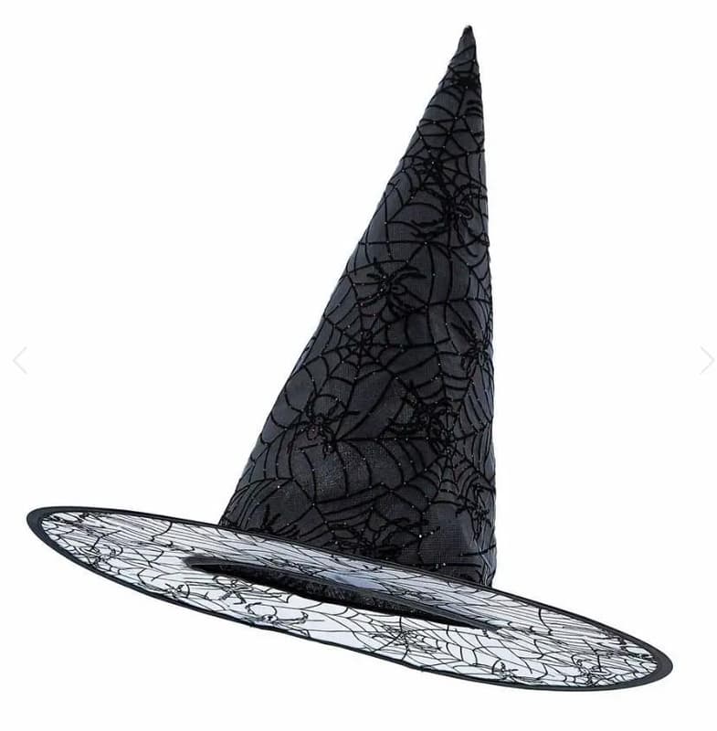 Widmann Hexenstrickhut Spinnennetz mit Glitzer schwarz