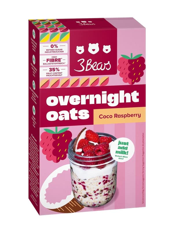 3Bears Overnight Oats Coco Rasberry