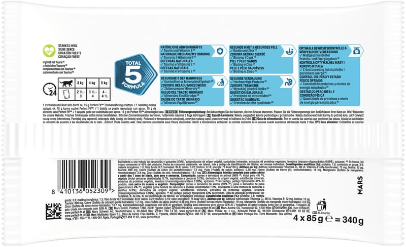 Perfect Fit™ Katze Multipack Portionsbeutel Senior 7+ Truthahn & Karotten, Meeresfisch & Gemüse in Sauce 4x85g