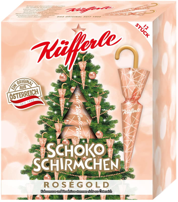 Küfferle Schokoschirmchen Rosegold 12er