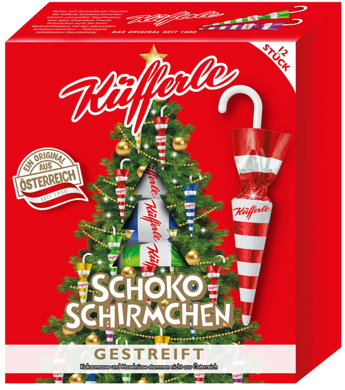 Küfferle Schokoschirmchen Gestreift 12er