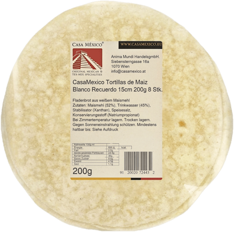 CasaMexico Tortillas de Maiz Blanco Recuerdo 15 cm