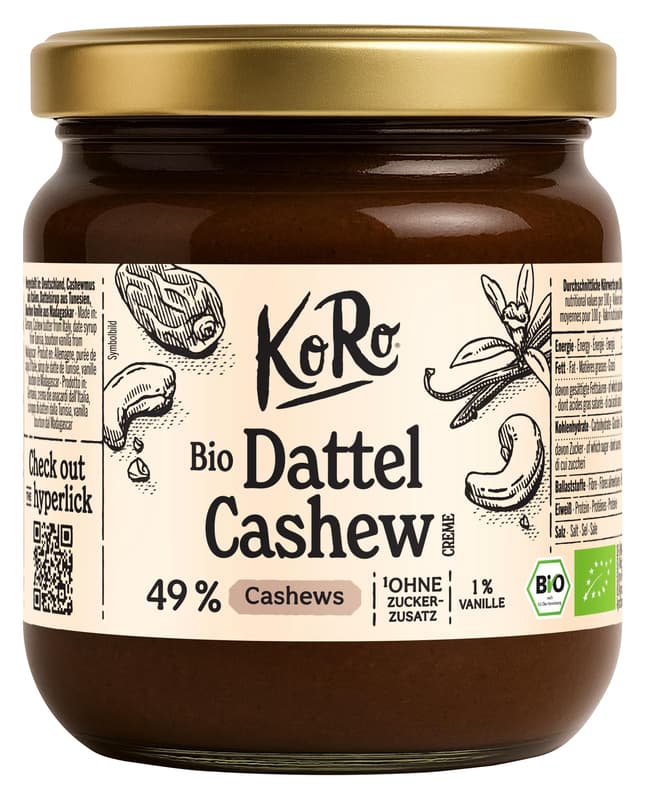 KoRo BIO Dattel Cashew Creme mit Vanille