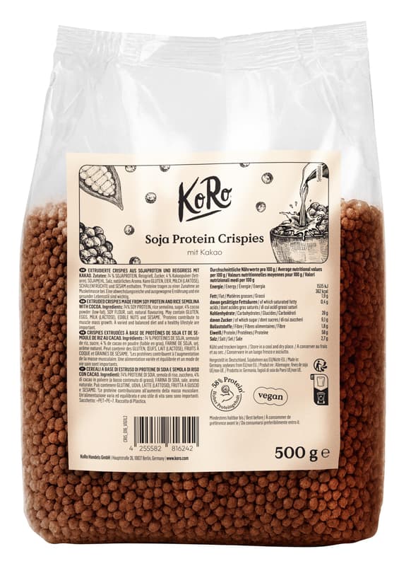 KoRo Soja Protein Crispies mit Kakao und 58 % Protein