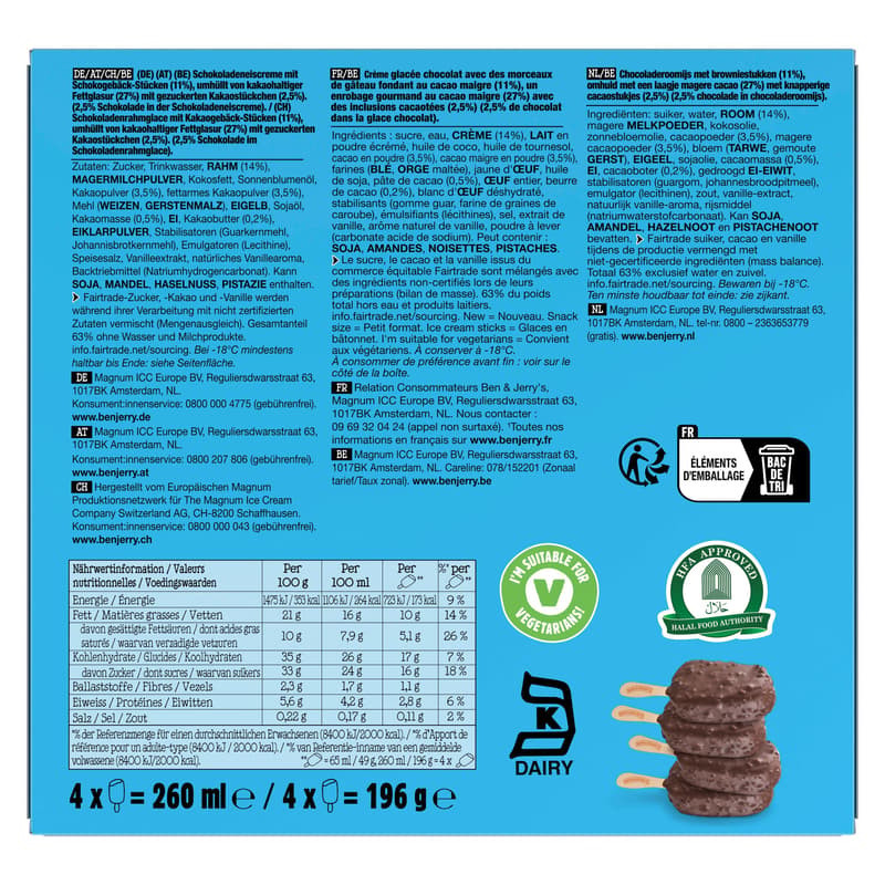 Ben & Jerry's Chocolate Fudge Brownie am Stiel 4 (tiefgekühlt)