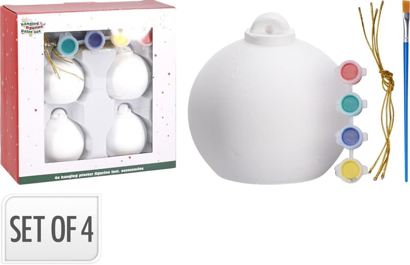 Christmas bauble painting set 11-piece Ø 6 cm, plaster