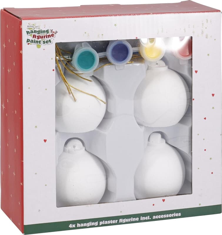 Christmas bauble painting set 11-piece Ø 6 cm, plaster