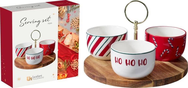 Christmas serving set, 4-piece, 29 × 29 cm