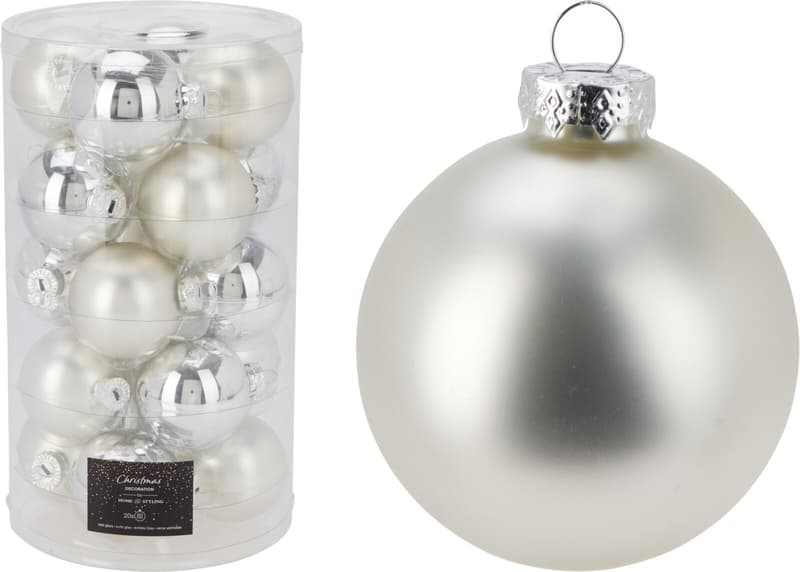 Christmas baubles Ø 6 cm, glass, silver