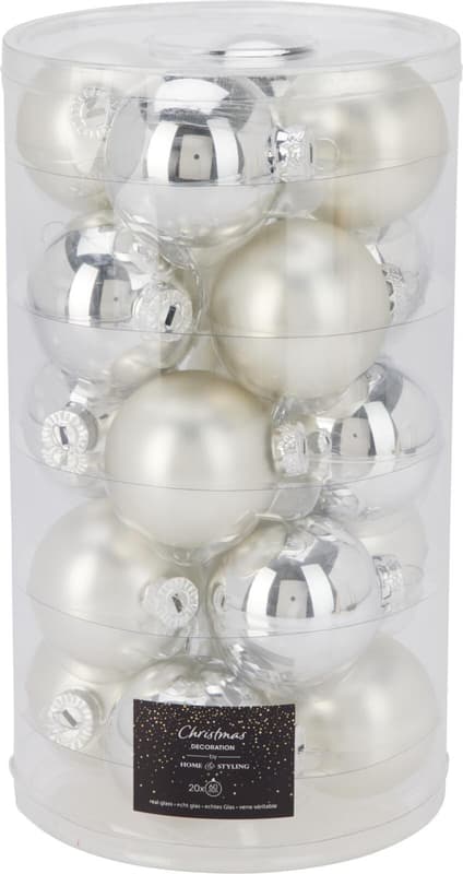 Christmas baubles Ø 6 cm, glass, silver