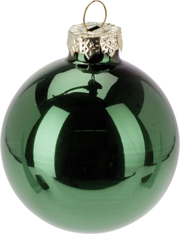 Christmas bauble set Ø 6 cm, glass, dark green