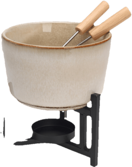 Fondue set 4-piece, porcelain/stainless steel, 450 ml