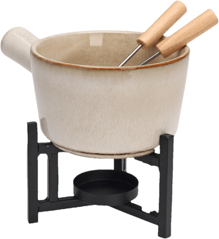 Fondue set 4-piece, porcelain/stainless steel, 450 ml