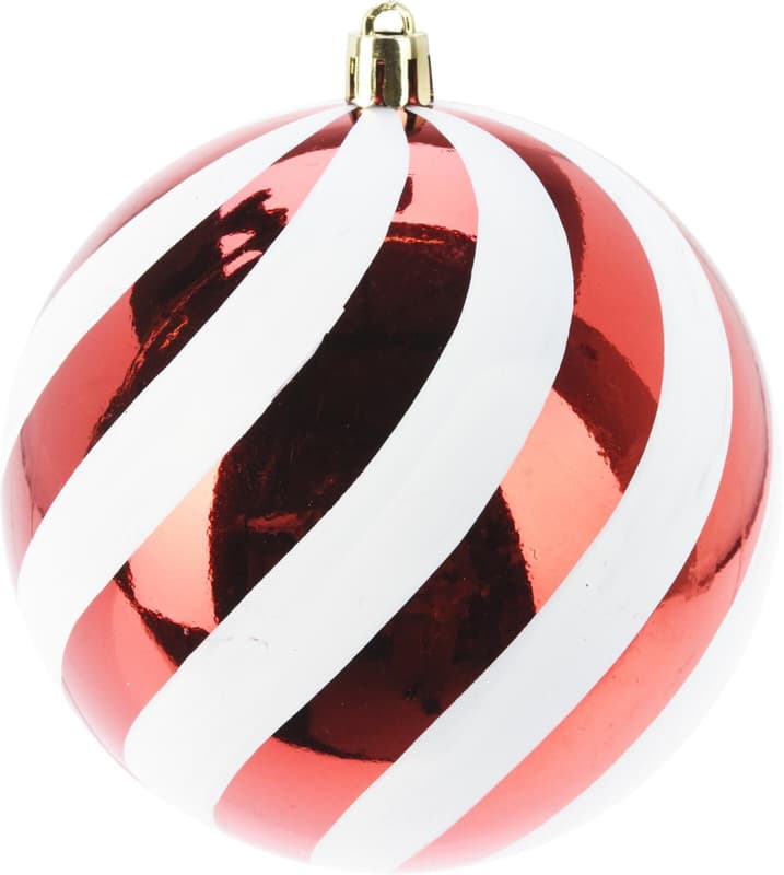 Weihnachtskugel-Set Candy, Ø 8 cm, Kunststoff, Rot&Weiß