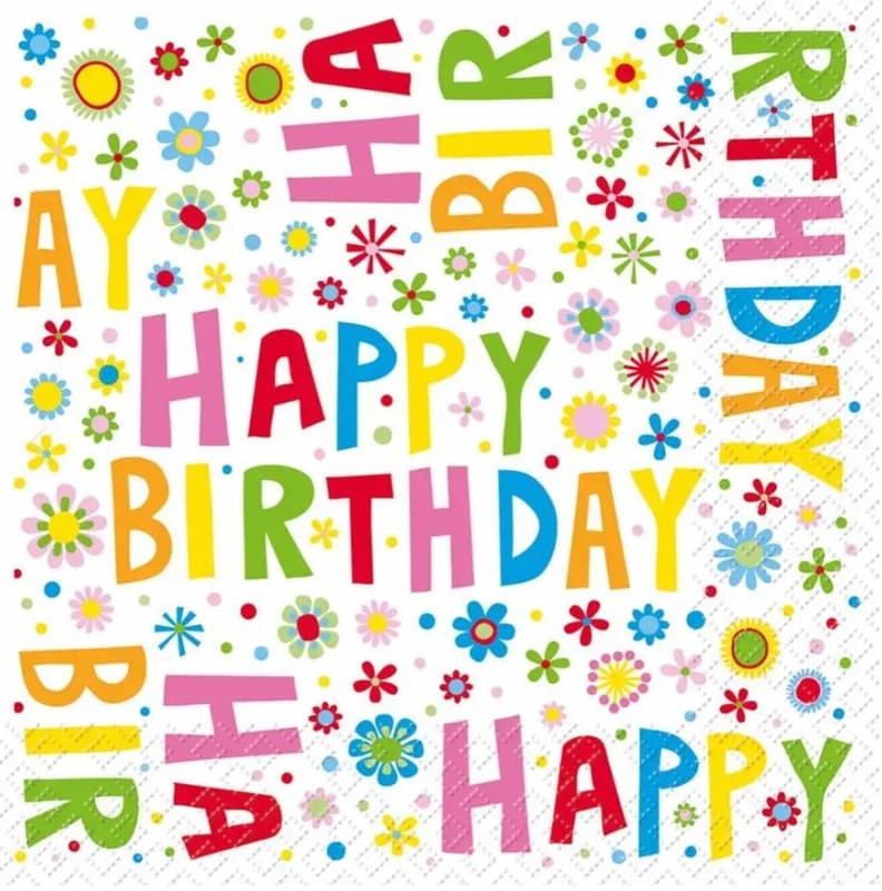 Napkins 25x25cm Happy Birthday, 3lg.