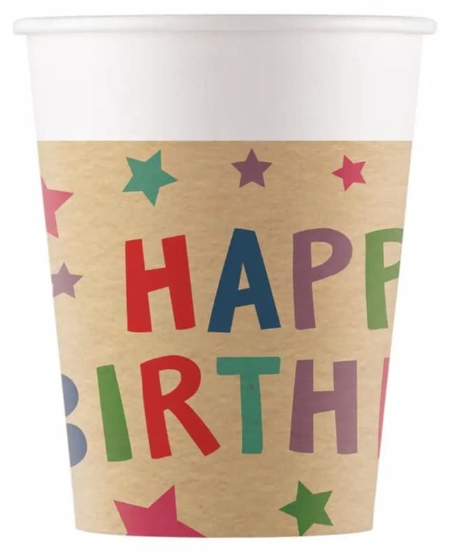 Paper cup Happy B-Day 200ml 8 pieces