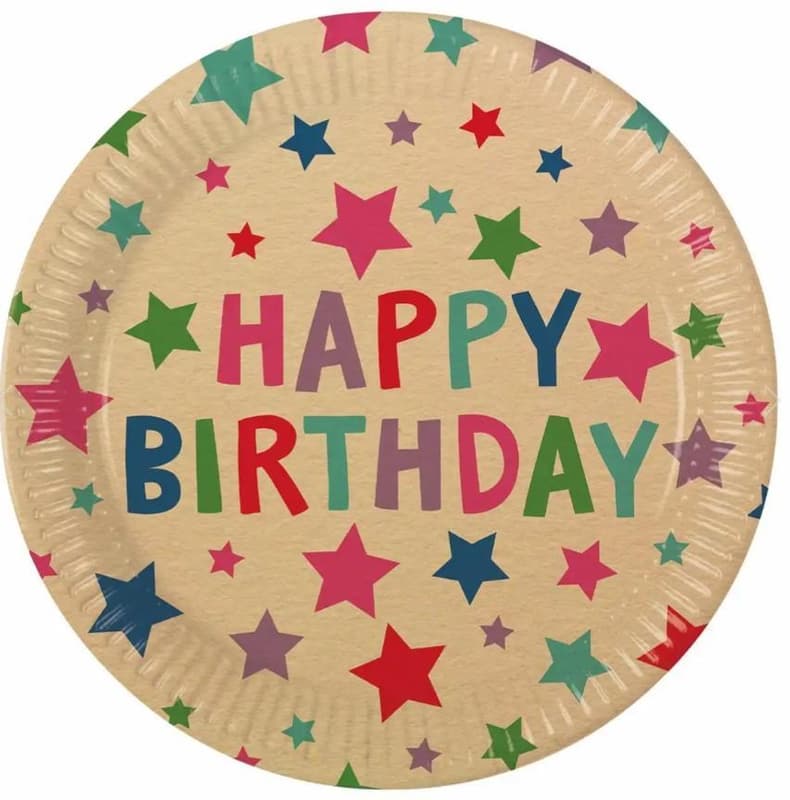 Paper plates Happy B-Day Ø23cm 8 pieces