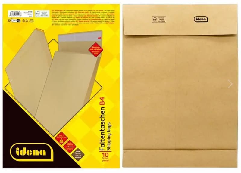 Idena brown filing envelopes DIN B4, pack of 10