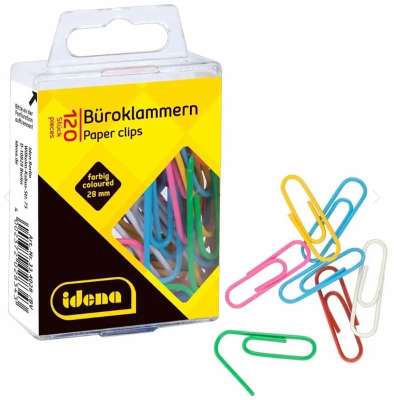 Idena metal paper clips, colorful