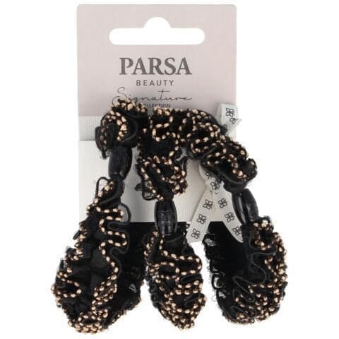 Parsa Beauty Hair ties, black/gold, 3 pcs.