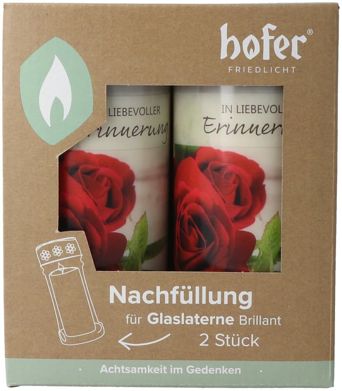 Hofer Glass Lantern Brilliant Refill 2-Pack "Rose"