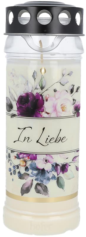 Hofer Premium 7-Day Motif Candle Black "With Love" transparent