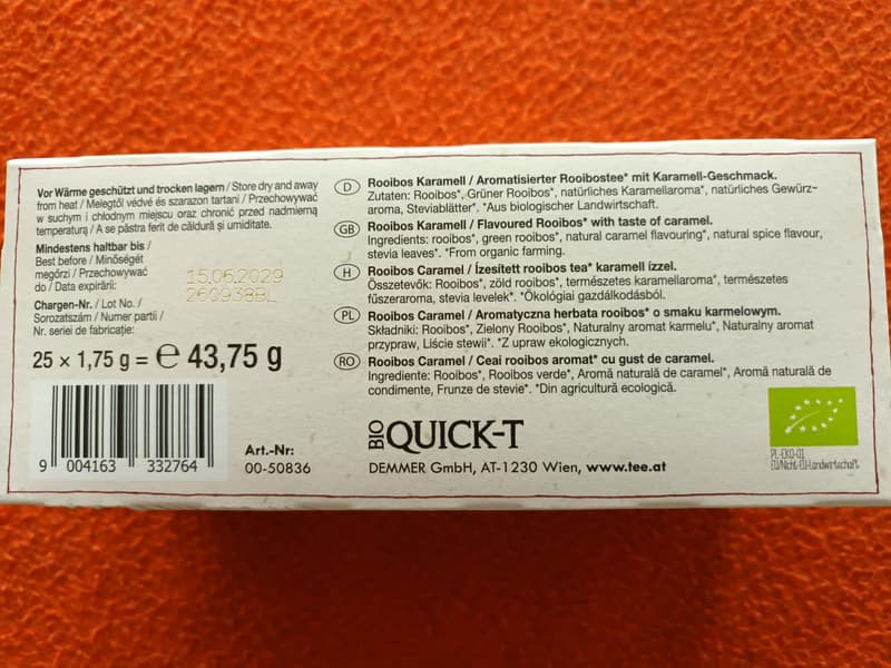 Demmers Teehaus QUICK-T Organic Rooibos Caramel