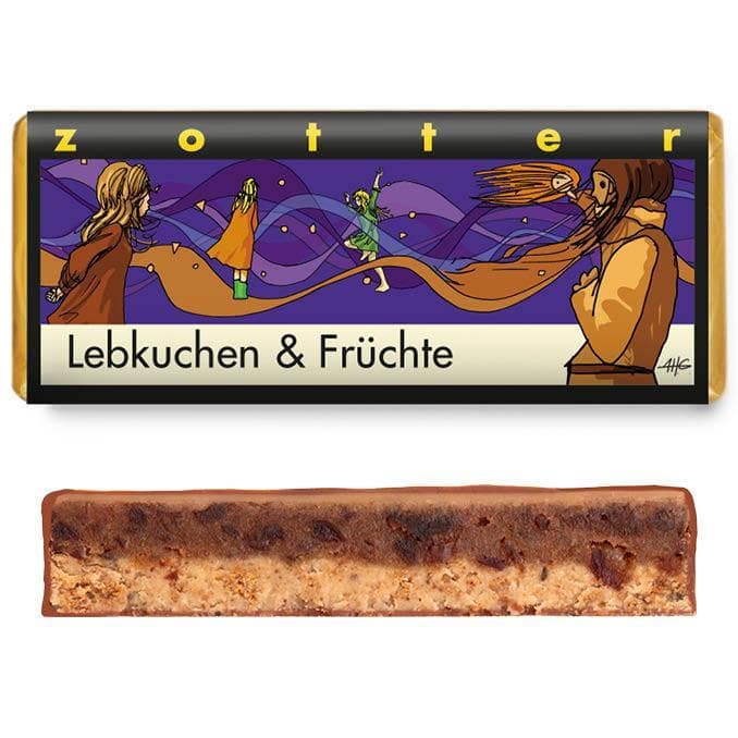 Zotter Organic Hand-scooped Gingerbread & Fruit