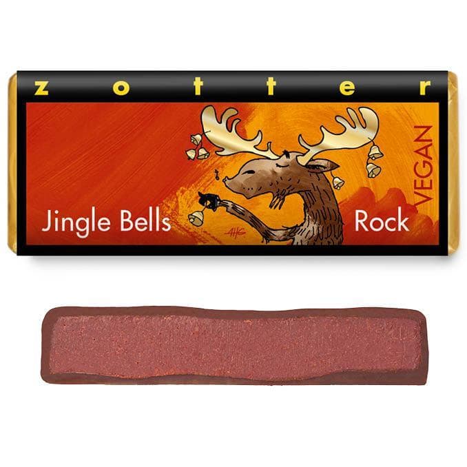 Zotter Organic Hand-scooped Jingle Bells Rock - Red Wine (Alc. ) vegan
