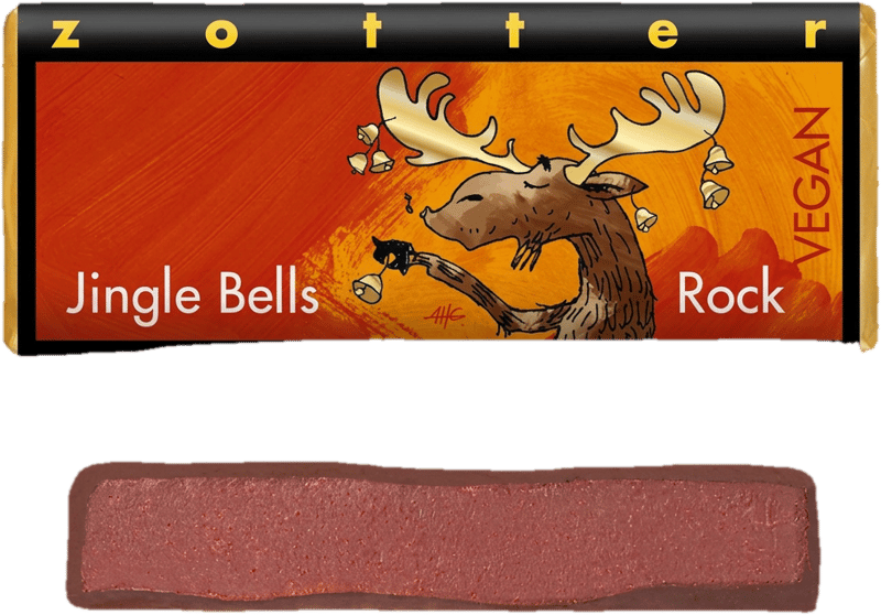 Zotter Organic Hand-scooped Jingle Bells Rock - Red Wine (Alc. ) vegan
