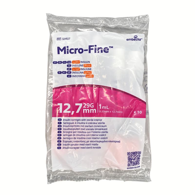 Micro-Fine Insulinspritzen mit Nadeln U100 1ml (0,33 mm x 12,7 mm)