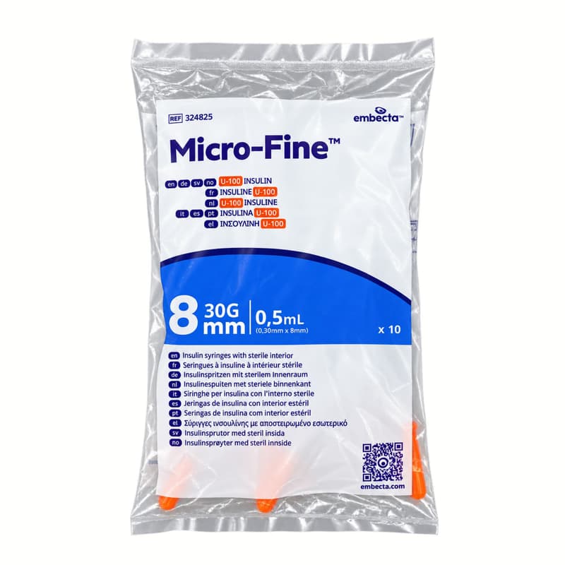 Micro-Fine Insulinspritzen mit Nadeln U100 0,5ml (0,30 mm x 8 mm)