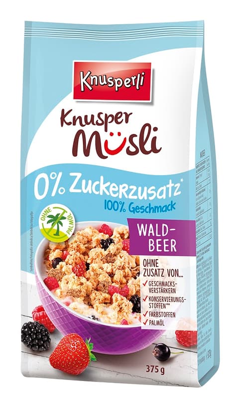 Knusperli crunchy muesli wild berry without added sugar