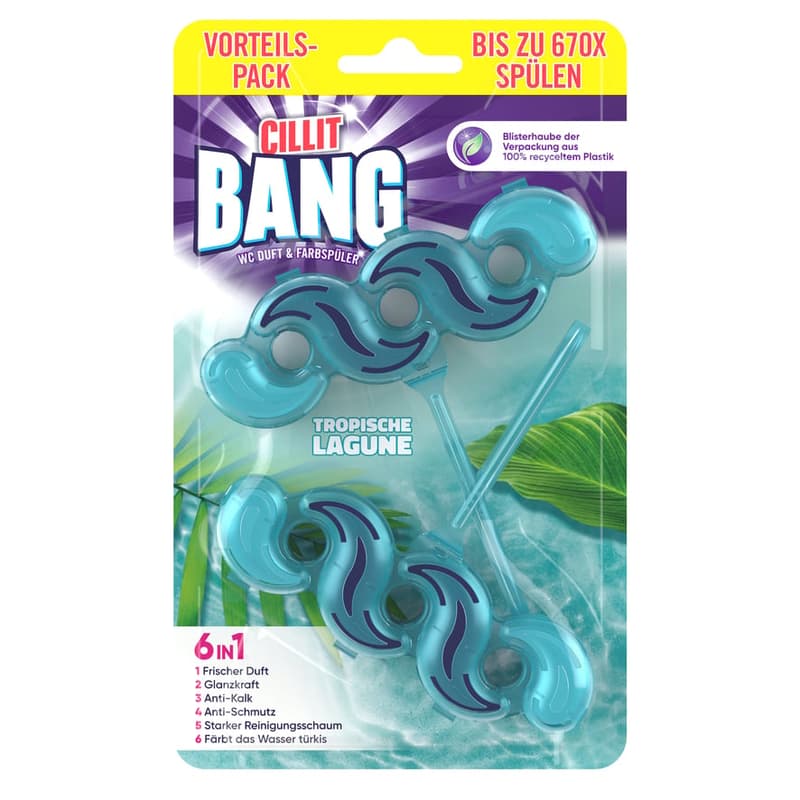 Cillit BANG WC Scent & Colour Flusher Tropical Lagoon DUO
